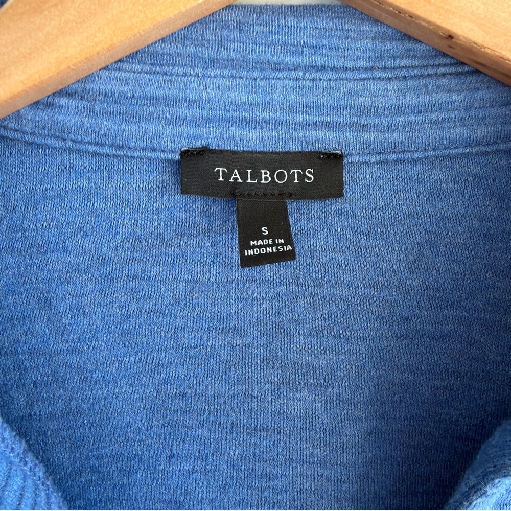 Talbots Ribbed Polo V-Neck Sweater Small Cornflower Blue Cotton Preppy Knit - Picture 3 of 14